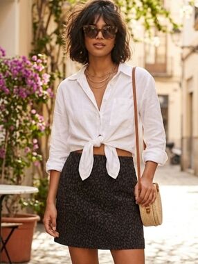 TAHARI Y2K Leopard Print Pencil Skirt, Dark Sophisticated Design-Mobwife, size 4